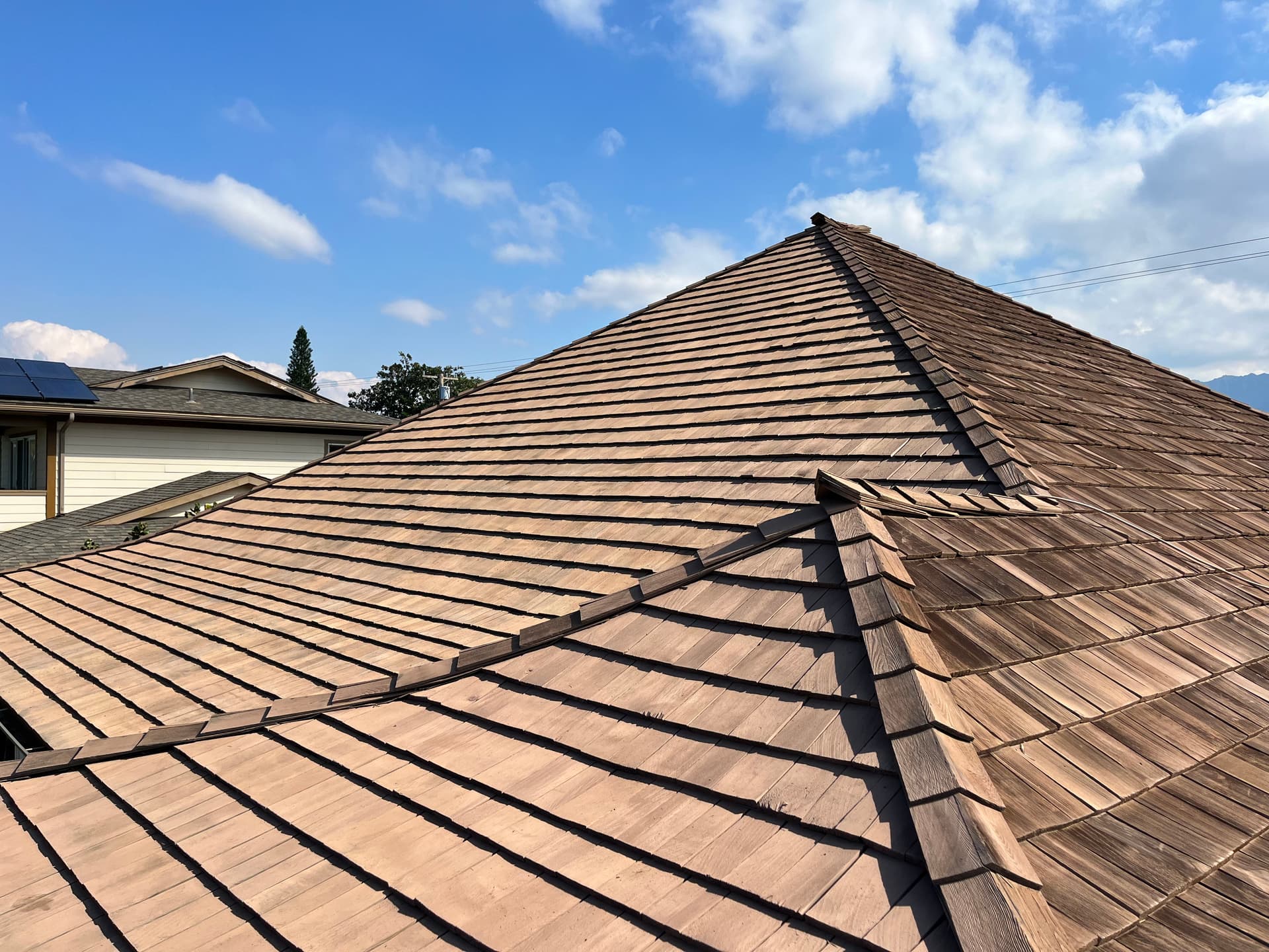 Beautiful Wooden Shingle Roof Installation