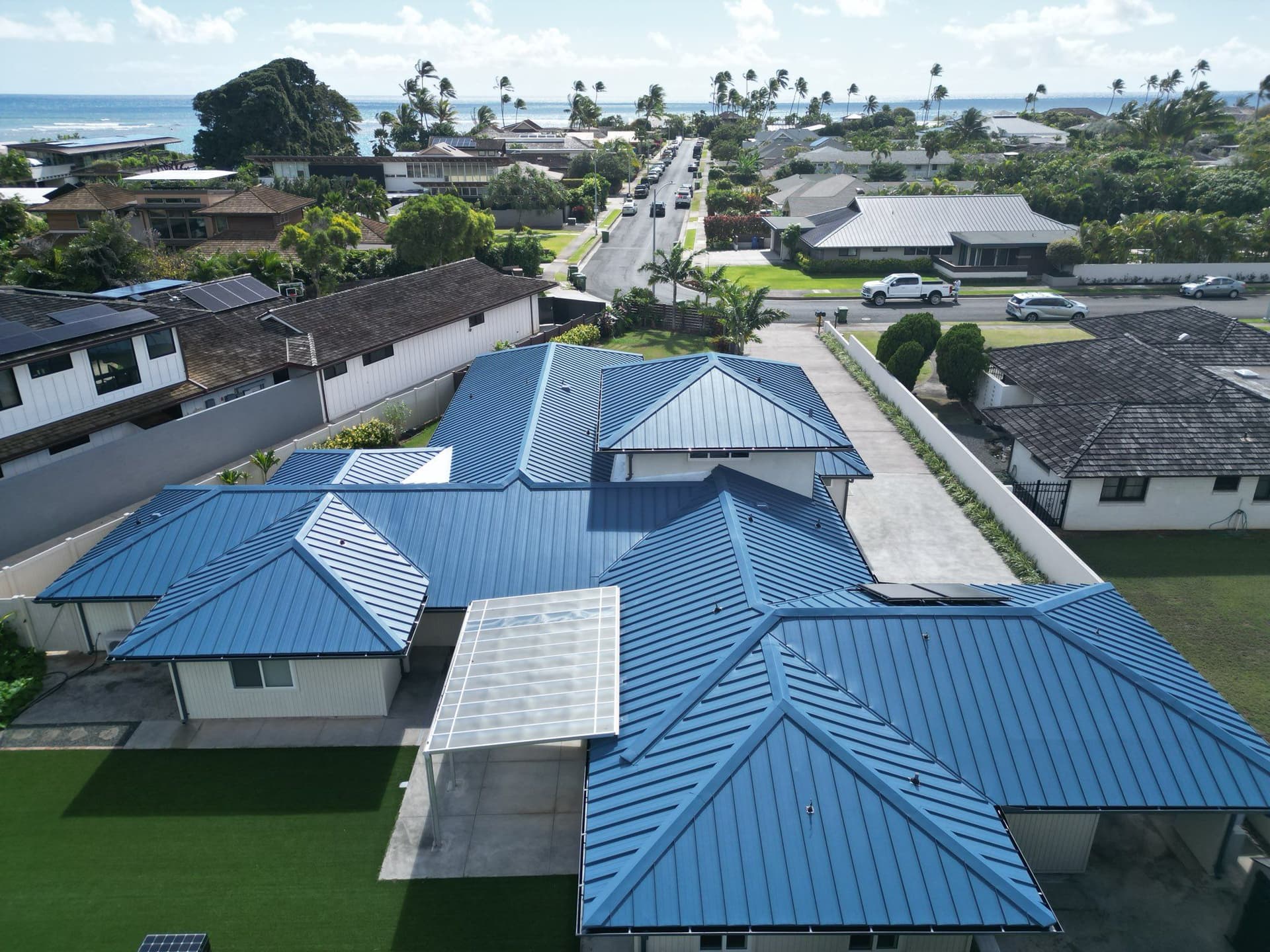 Stunning Blue Metal Roof in Coastal Neighborhood image