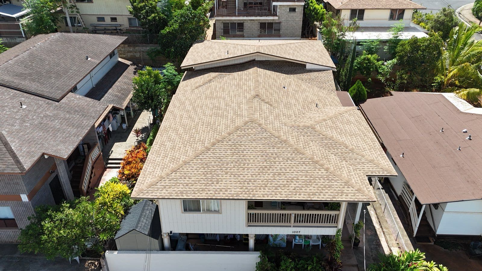 Chic Beige Shingle Roofing Transformation